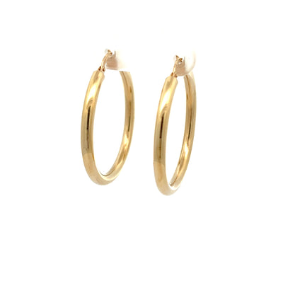 14kt Gold 3mm Wide Round Hoops