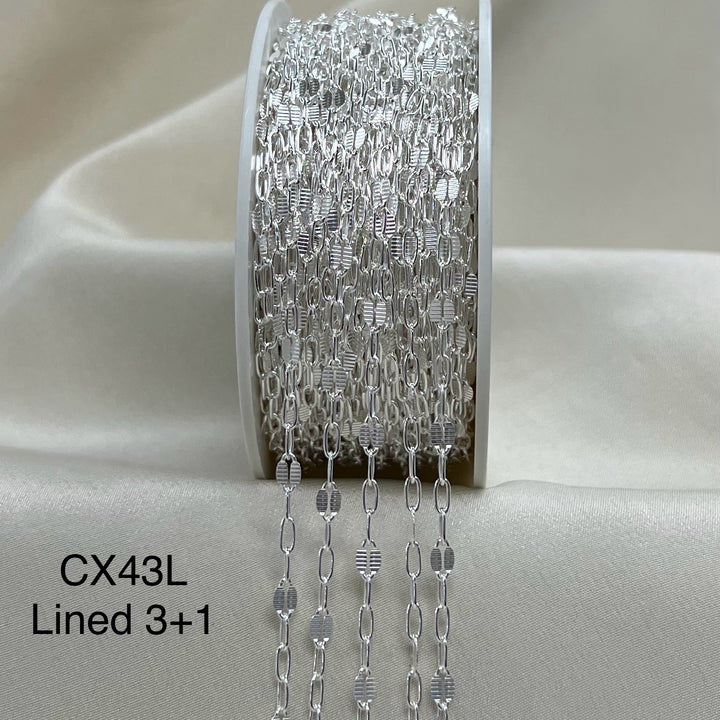 CX43L: 3.2mm Lined + Paperclip (3+1) chain by the foot