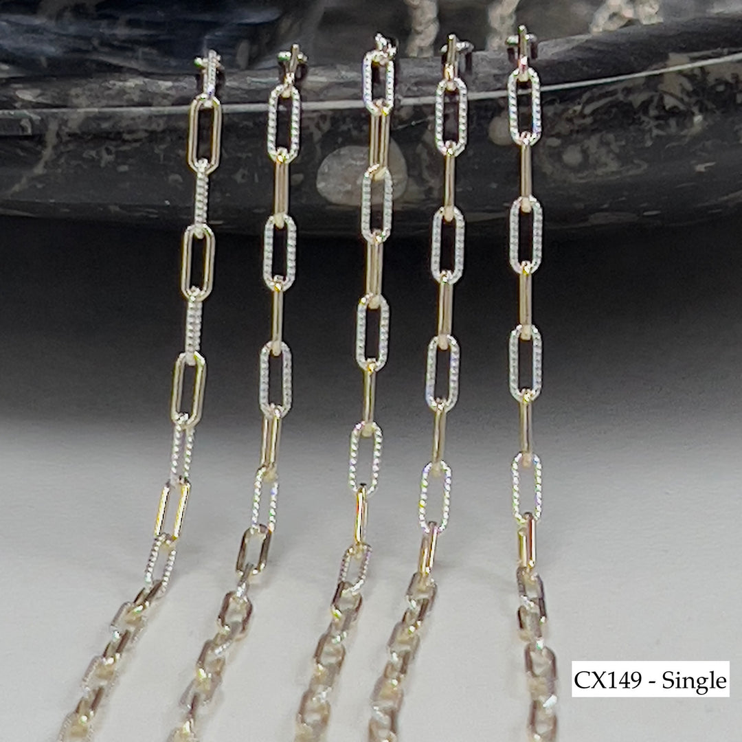 CX149: Mixed Metal 2.5mm Texture Paperclip Chain by the foot