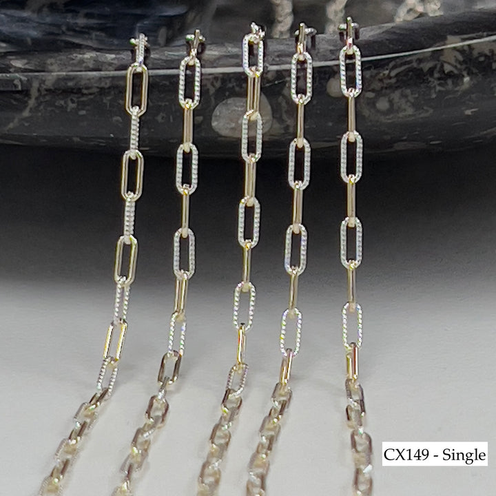 CX149: Mixed Metal 2.5mm Texture Paperclip Chain by the foot