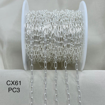 CX61-PC3: 2.6mm Textured Paperclip #3 Chain By the Foot