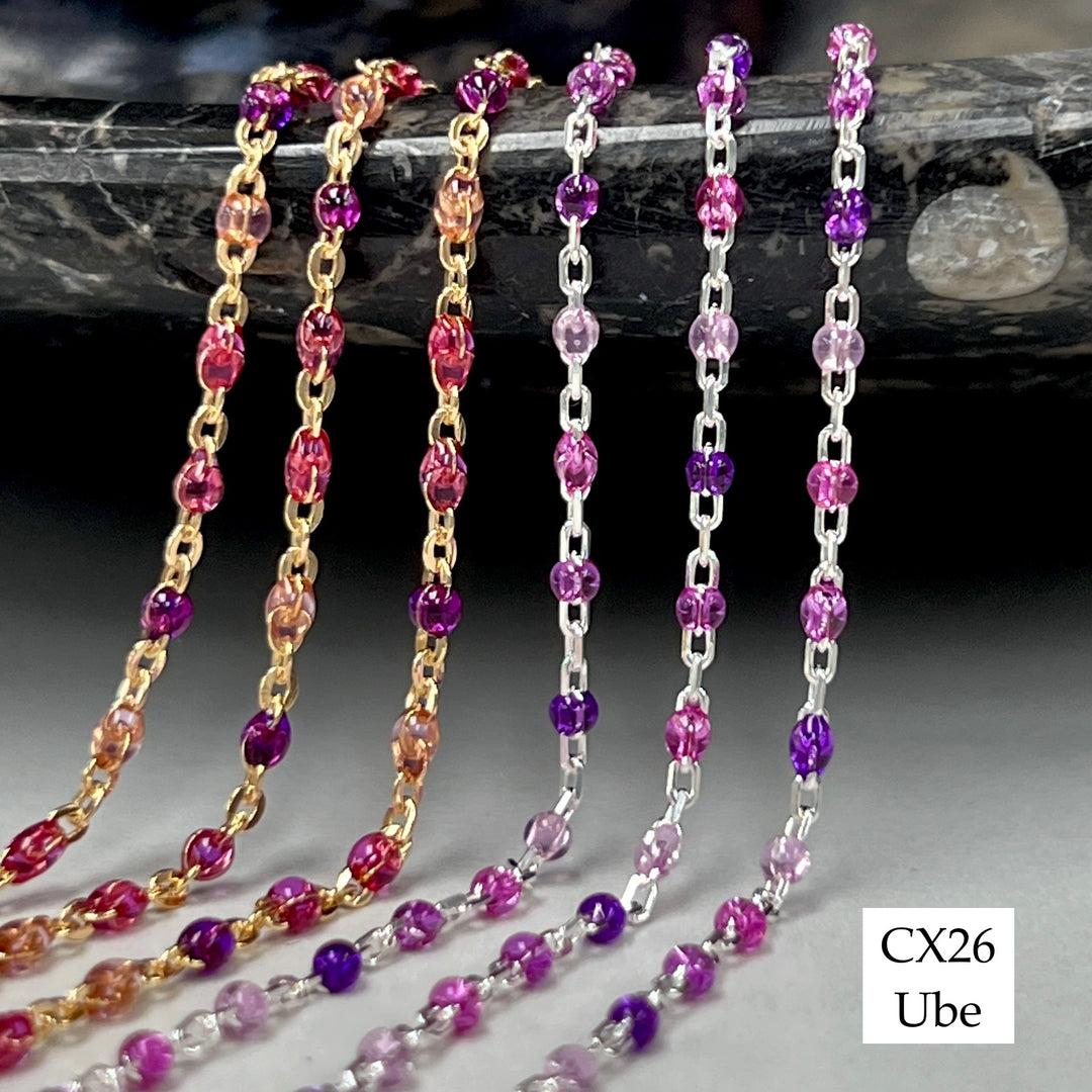 CX26 - Rainbow Multicolor Enamel Satellite Chain by the foot (24GA JR)