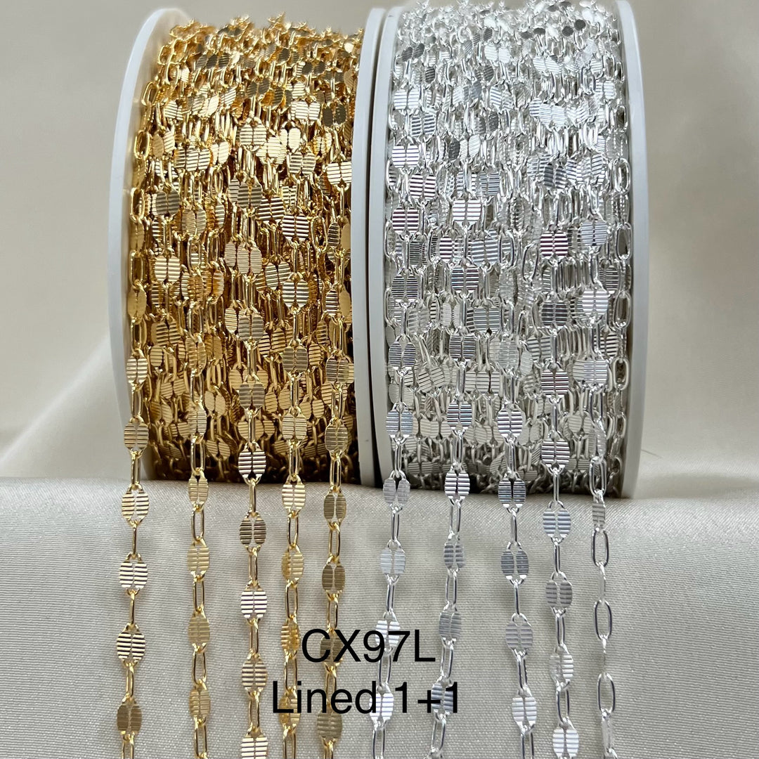 CX97L: 3.2mm Lined + Paperclip (1+1) Chain by the foot
