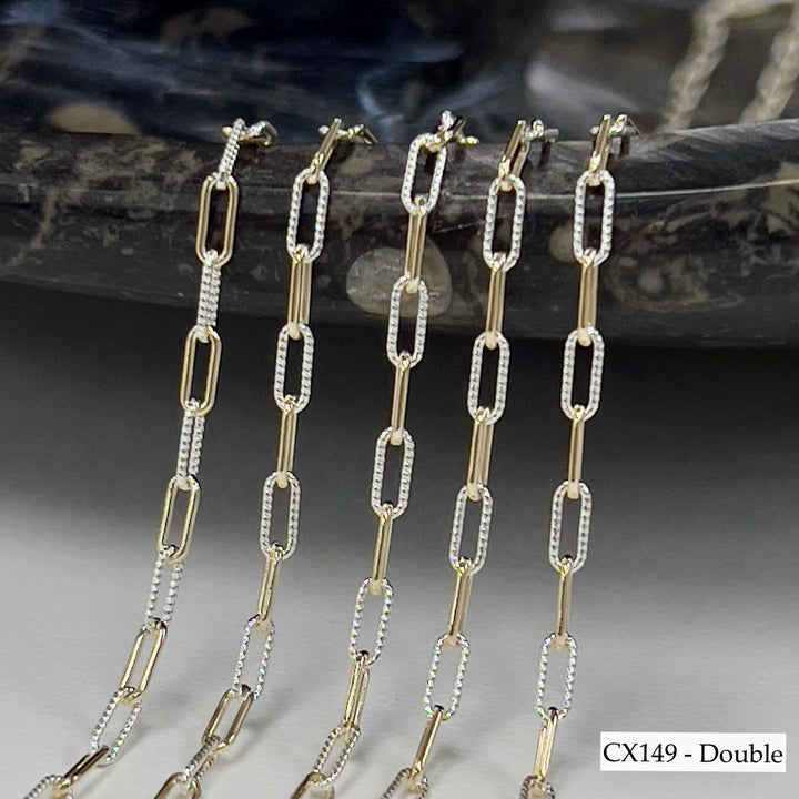 CX149: Mixed Metal 2.5mm Texture Paperclip Chain by the foot
