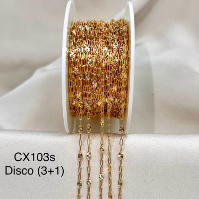 CX103S: 2.6mm Disco + Paperclip Chain (3+1) By the Foot
