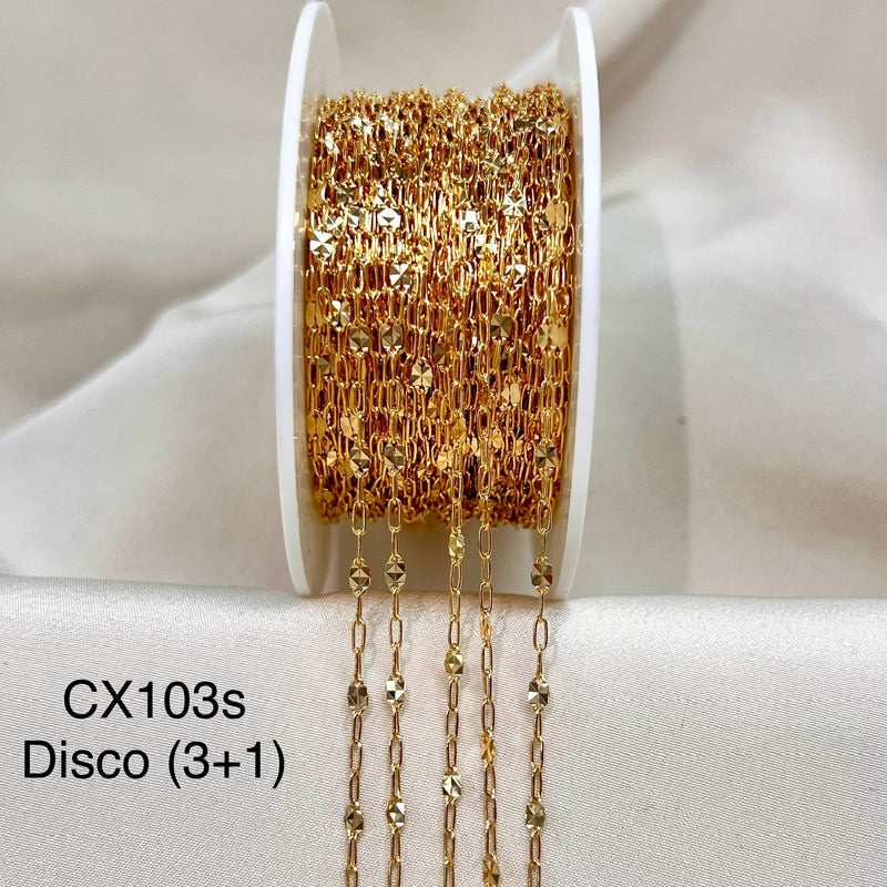 CX103S: 2.6mm Disco + Paperclip Chain (3+1) By the Foot