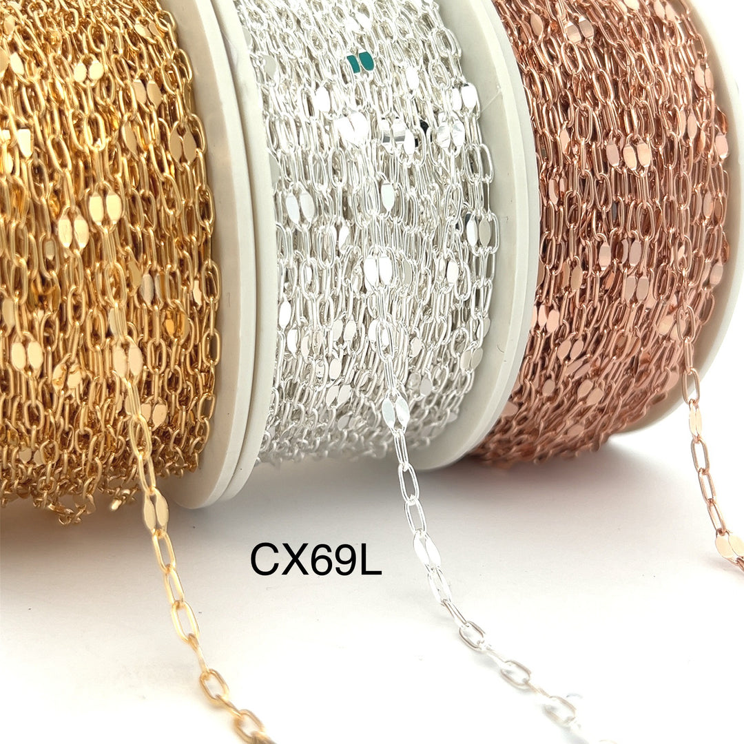CX69L: 3.2mm Sequin + Paperclip (3+1) chain by the foot