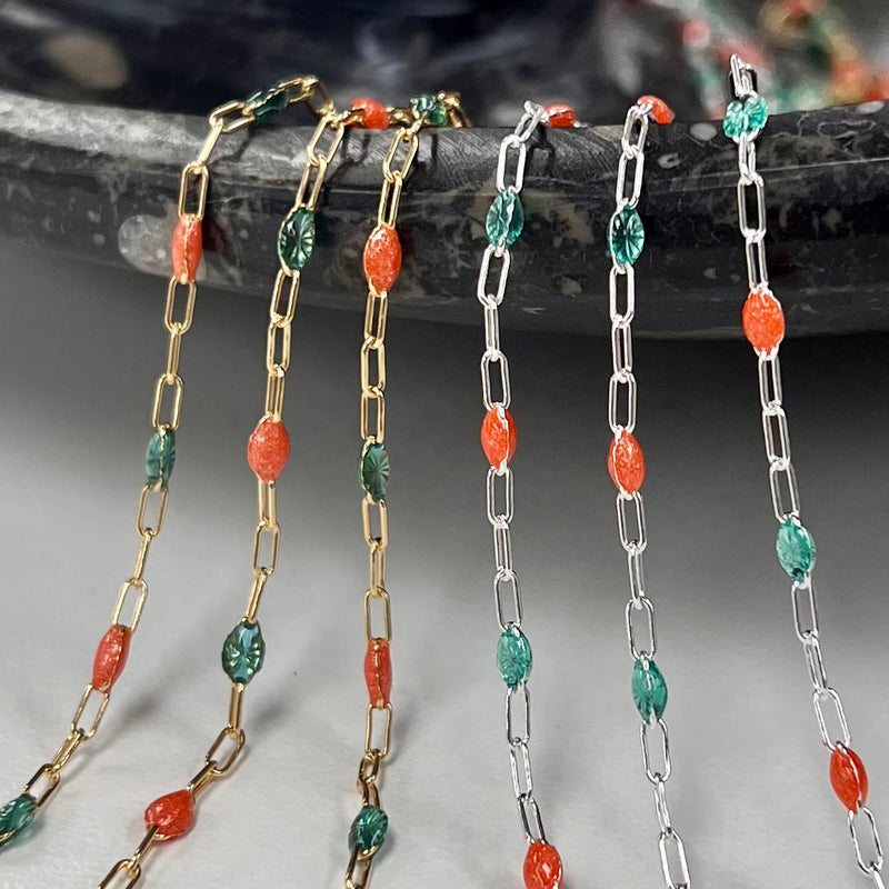 CX27 - Limted Edition - Enamel Paperclip Chain by the foot