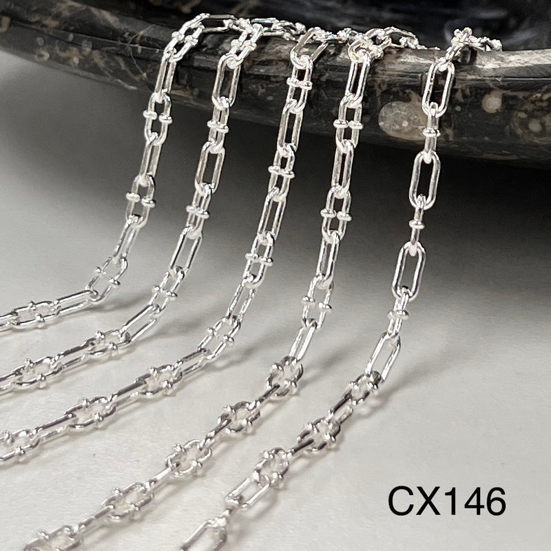 CX146 - Alternating Dotted Papercilp Sterling Silver Chain by the foot