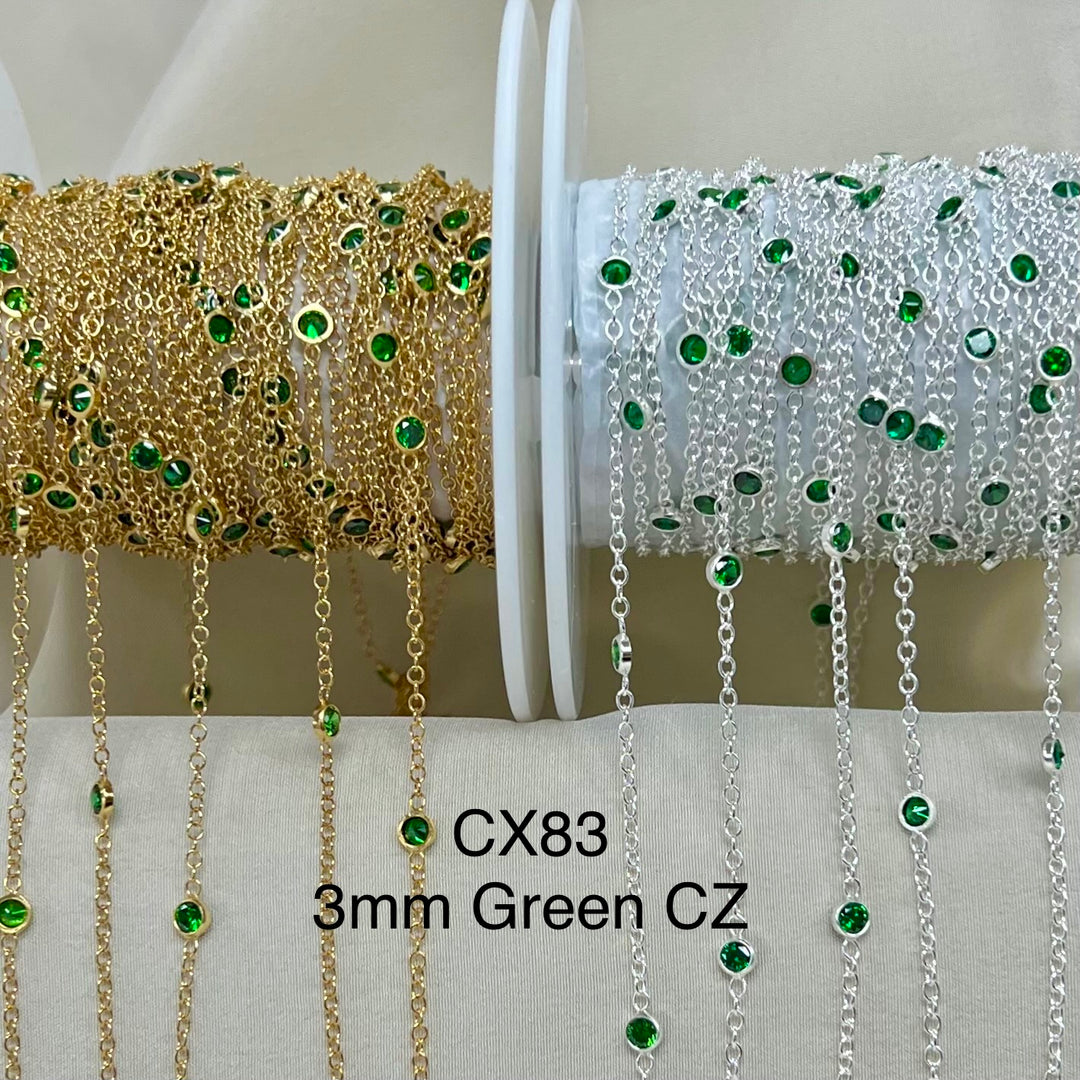 CX83 - CZ Bezel 1.25" Station Chain by the foot