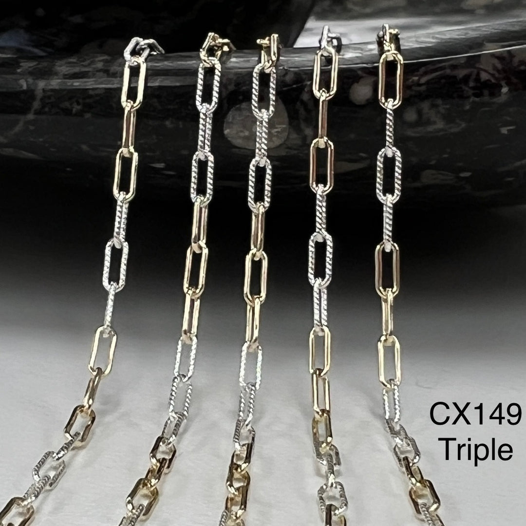 CX149: Mixed Metal 2.5mm Texture Paperclip Chain by the foot