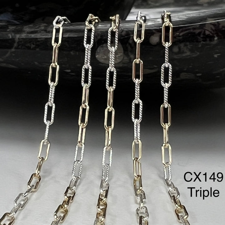 CX149: Mixed Metal 2.5mm Texture Paperclip Chain by the foot