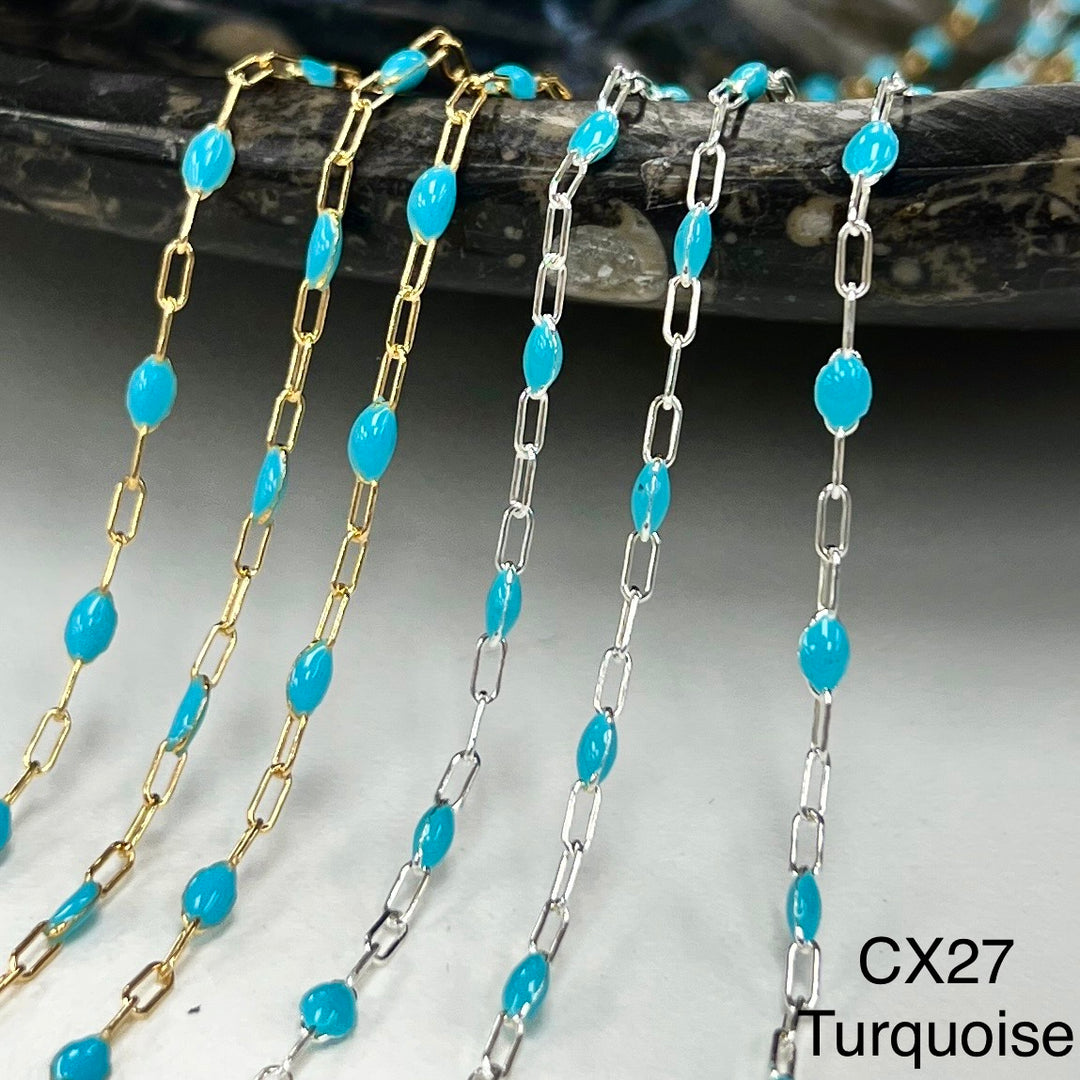 CX27: Enamel Paperclip Chain by the foot