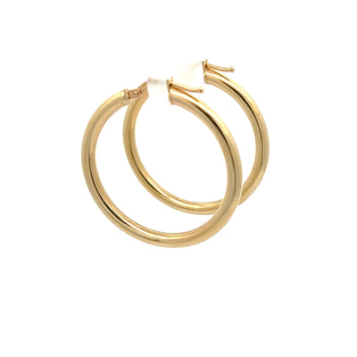 14kt Gold 3mm Wide Round Hoops