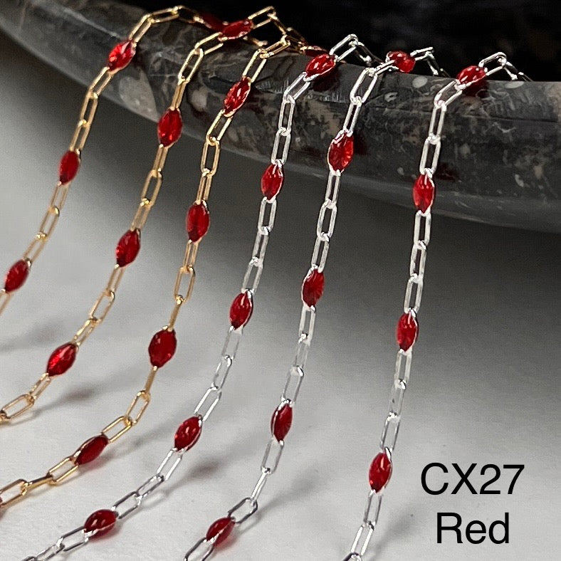 CX27: Enamel Paperclip Chain by the foot