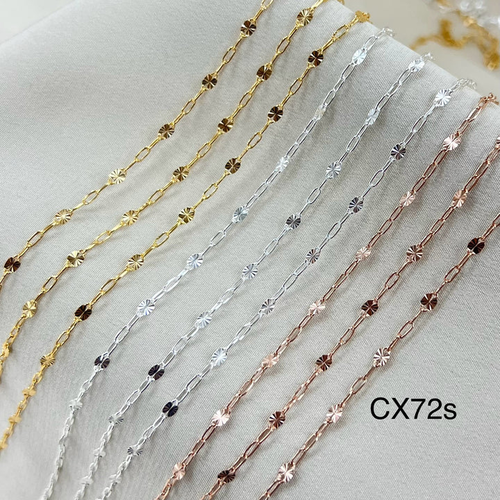 CX72S: 2.6mm Starlight + Paperclip (3+1) chain by the foot