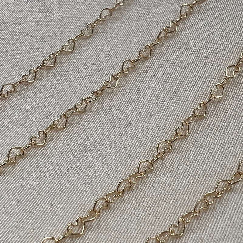 14kt Solid Gold - Heart Chain - by the foot