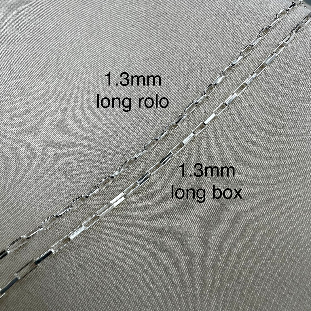 CX41: 1.3mm Long Box chain by the foot