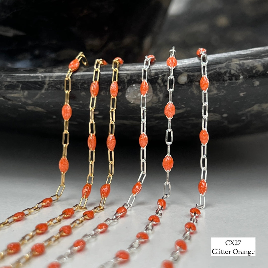 CX27: Enamel Paperclip Chain by the foot