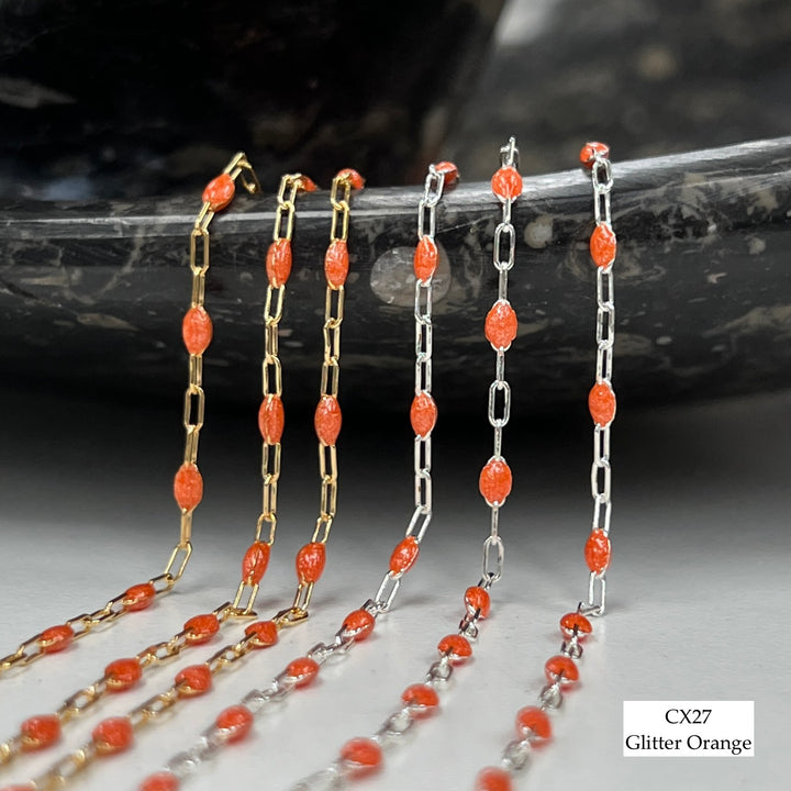 CX27: Enamel Paperclip Chain by the foot
