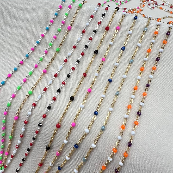 CX26: Multicolor Enamel Satellite Chain - by the foot