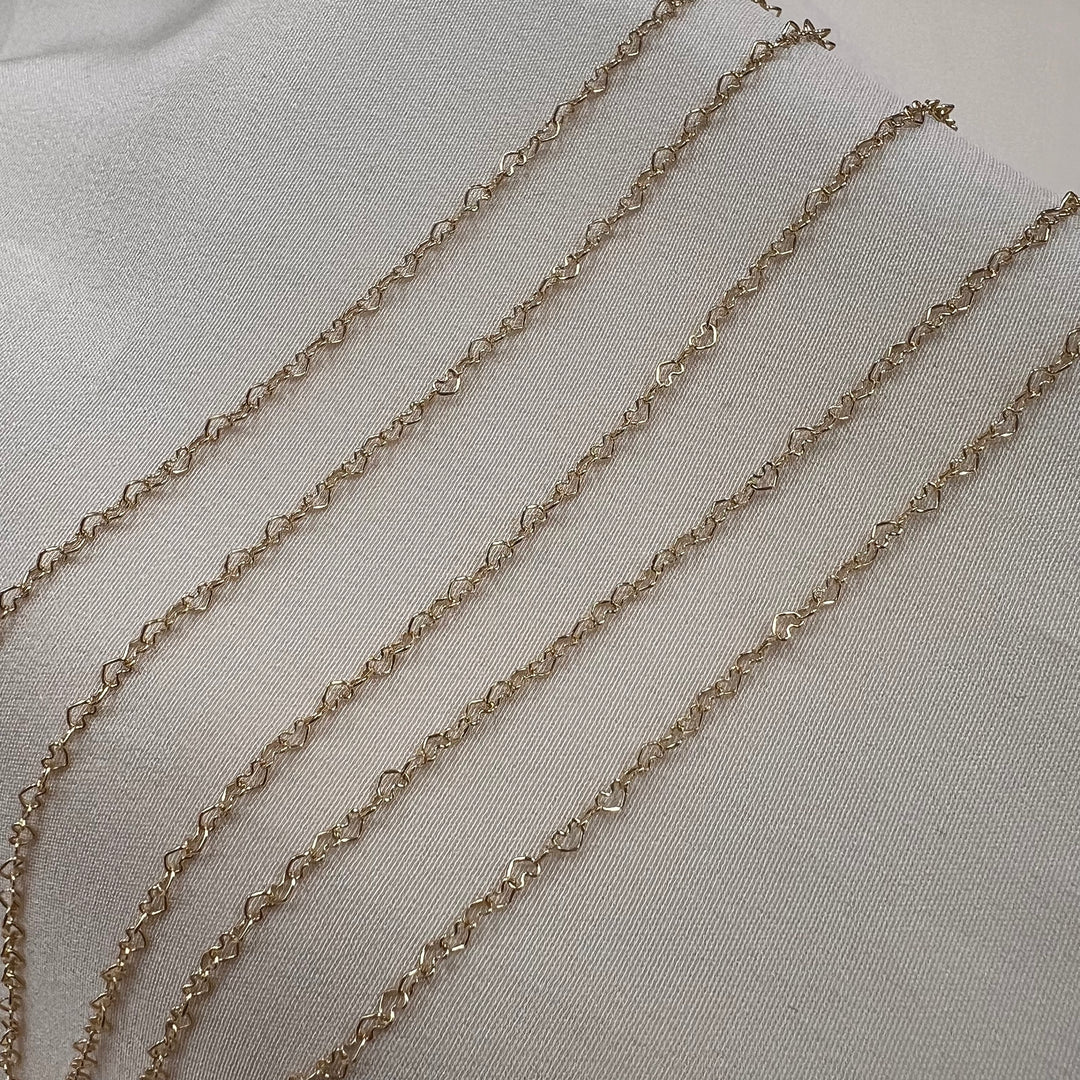 14kt Gold -  Baby Heart Chain by the inch