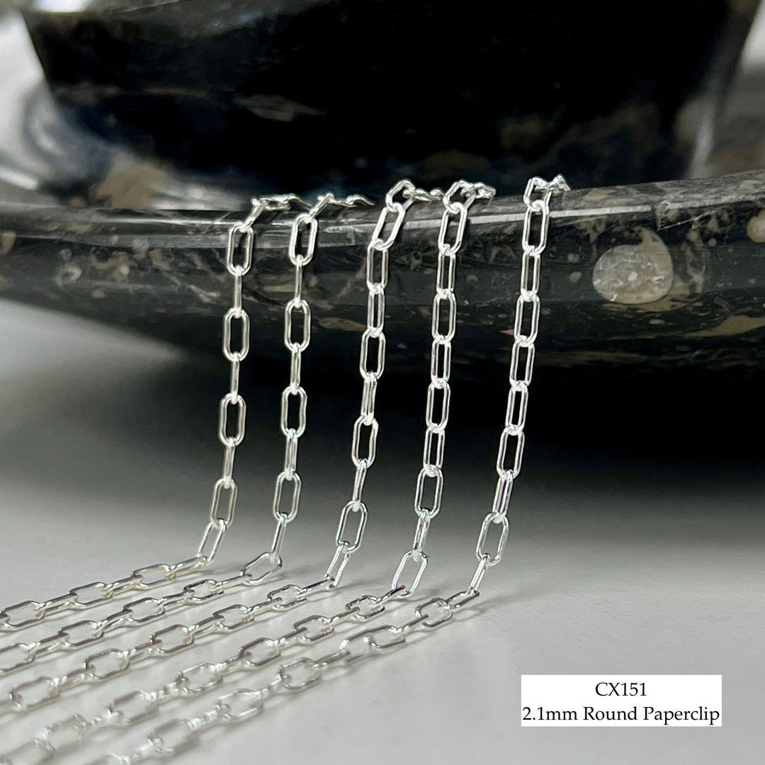 CX151 - 2.1mm Round Paperclip Chain by the foot