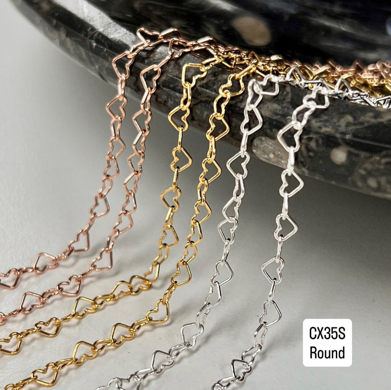 CX35S: 2.8mm Small Heart Chain by the foot – Oriental Treasure