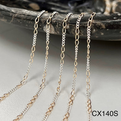CX140: Mixed Metal Curb Chain by the foot