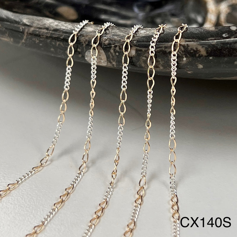 CX140: Mixed Metal Curb Chain by the foot