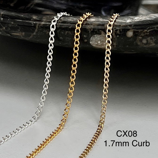 CX08: 1.7mm Curb Chain by the foot