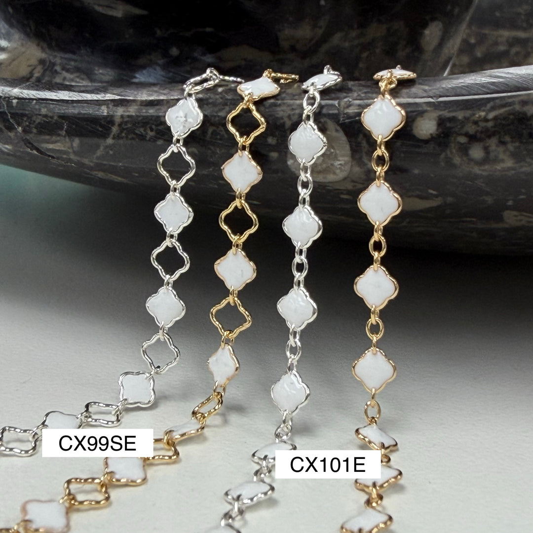 CX99SE - Enamel 4.1mm Clover + Cable Link (1+1) Chain by the foot