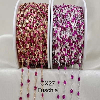 CX27: Enamel Paperclip Chain by the foot