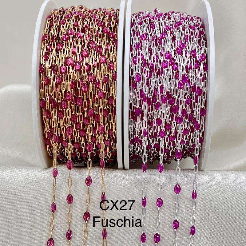 CX27: Enamel Paperclip Chain by the foot