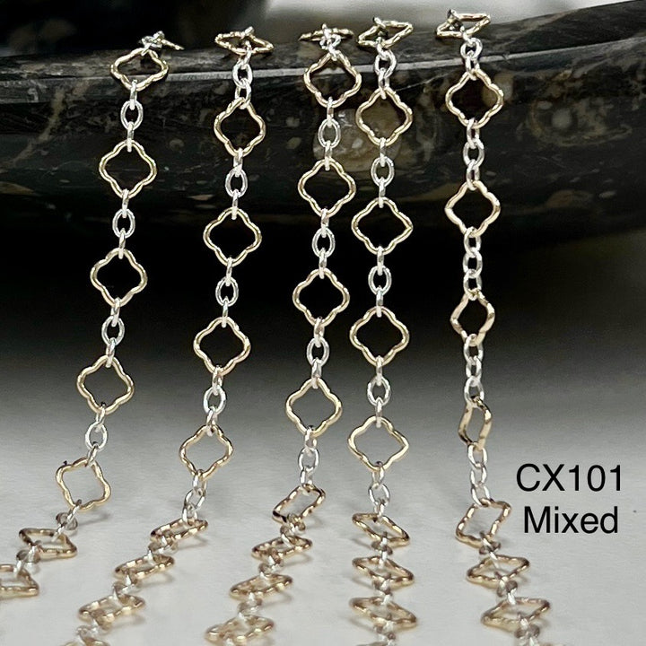 CX101 - 4.1mm Clover + Cable Link (3+1) Chain by the foot