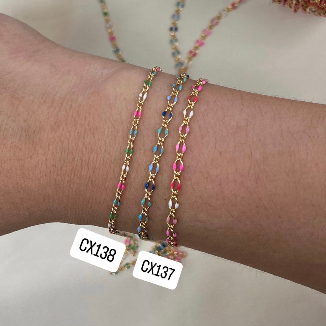 CX137 - 3.1mm Enamel Figaro (1+1) Chain by the foot