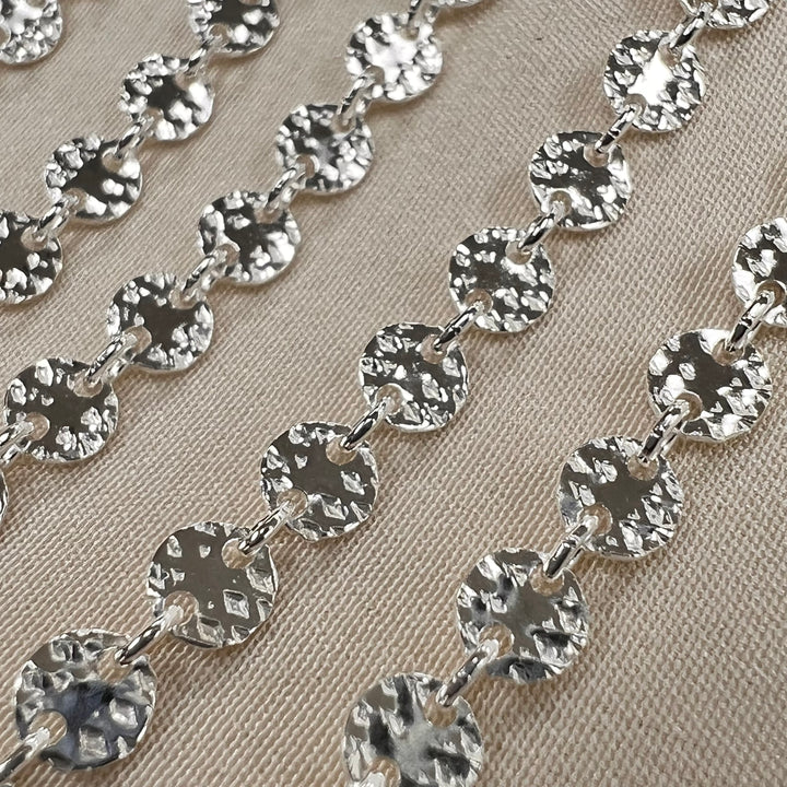 CX20: 4mm Hammered Disc Chain - by the foot