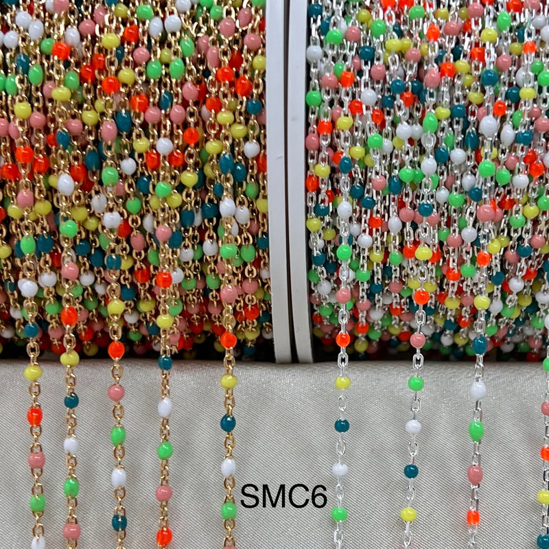 CX26 - Rainbow Multicolor Enamel Satellite Chain by the foot (24GA JR)