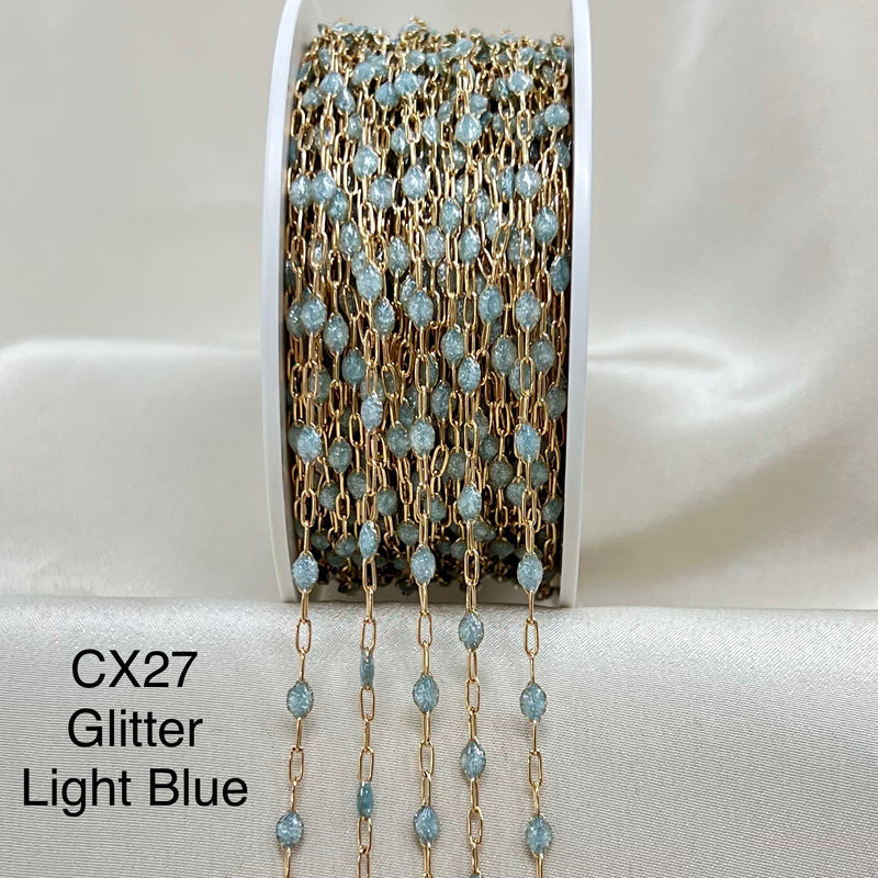 CX27: Enamel Paperclip Chain by the foot