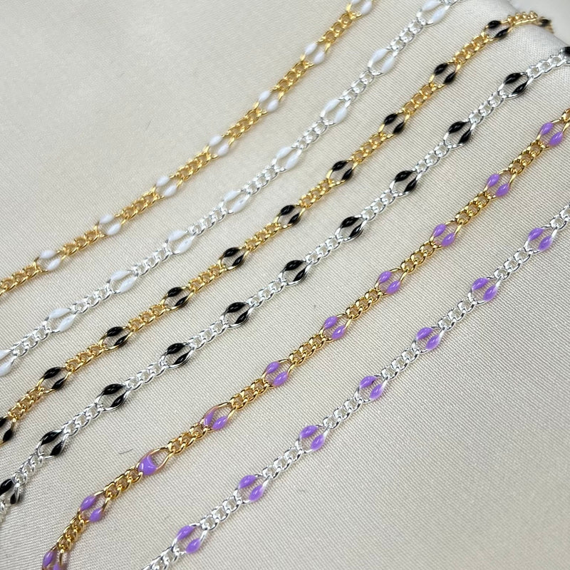 CX80: Figaro Enamel Chain by the foot