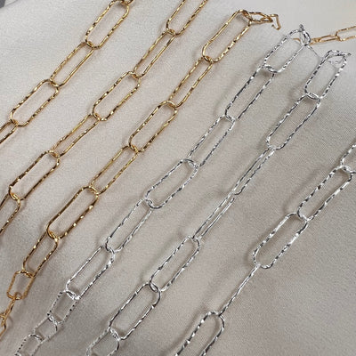 CX60H: Paperclip #7 Hammered- Large Lightweight - Chain by the foot