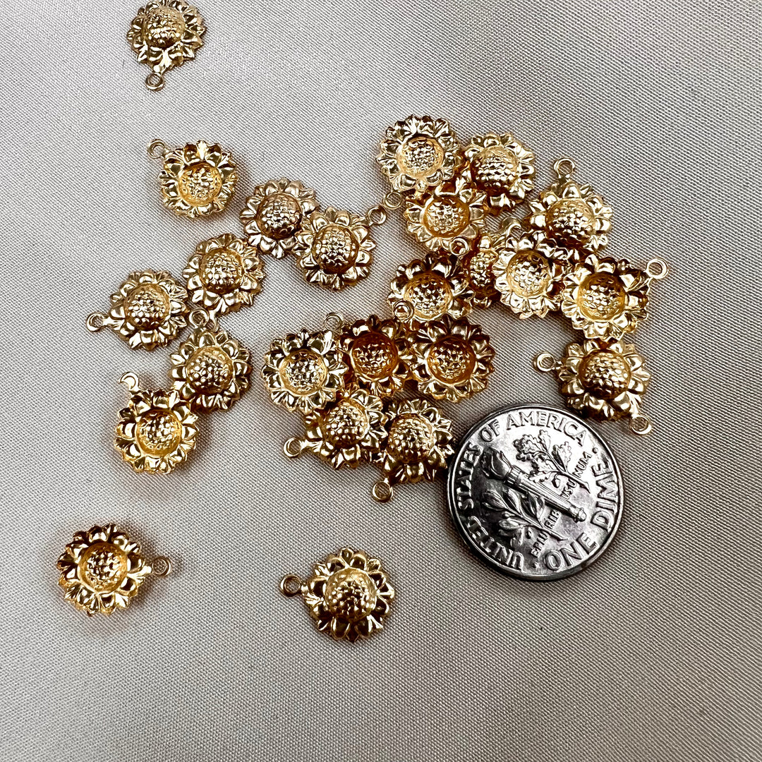 CH35 Sunflower 9mm wide GF Charm (Pack of 3)