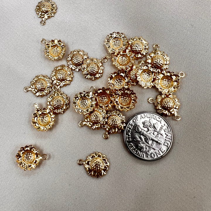 CH35 Sunflower 9mm wide GF Charm (Pack of 3)