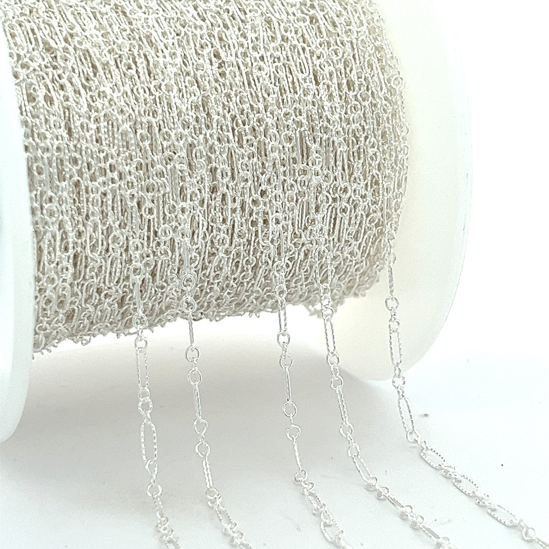CX40: Long + Short 2.2mm Paperclip Textured chain by the foot