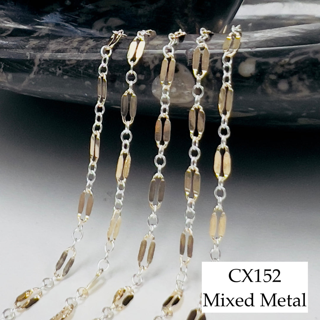 CX152: Mixed Metal Long plus Short Lace Chain by the Foot