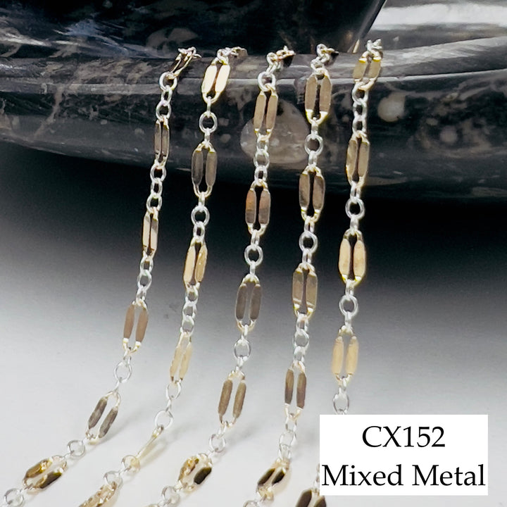 CX152: Mixed Metal Long plus Short Lace Chain by the Foot