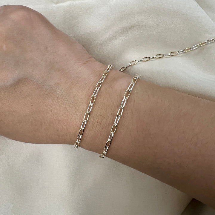 CX150 - Mixed Metal Alternating Round Paperclip Chain by the Foot