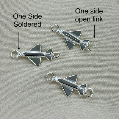 CN55 - Airplane Sterling Silver Connector (Pack of 2)