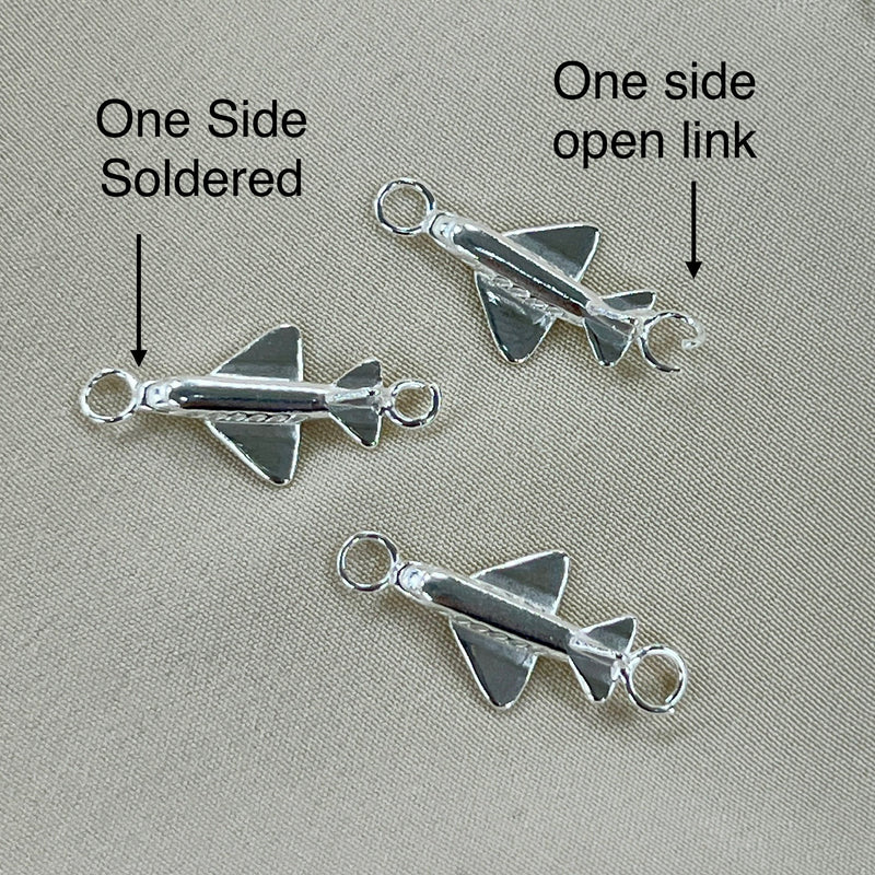 CN55 - Airplane Sterling Silver Connector (Pack of 2)