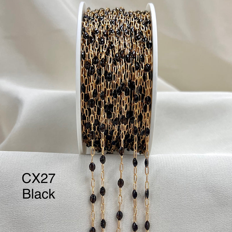 CX27: Enamel Paperclip Chain by the foot